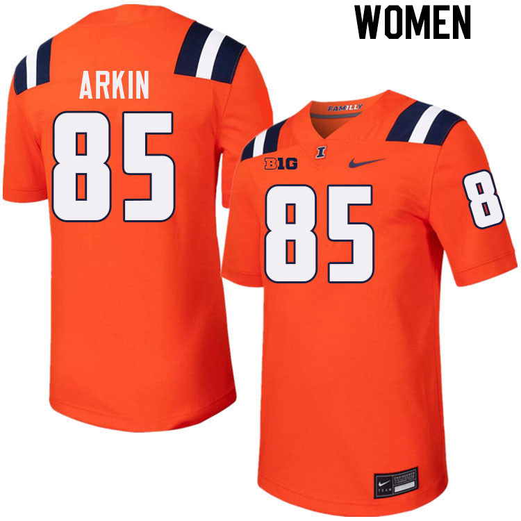 Women #85 Tanner Arkin Illinois Fighting Illini College Football Jerseys Stitched-Orange